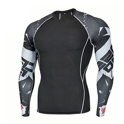 Fitness MMA Boxing Shirt Men Rashguard Skull Print 3D Boxing Jerseys Tops