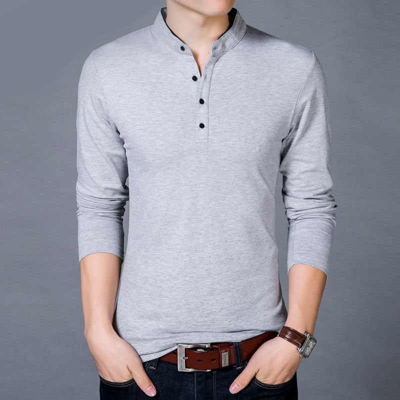Hot Male Mandarin Collar Style Long Sleeve Shirt