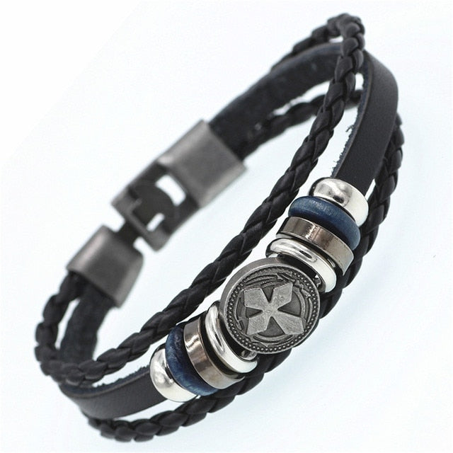 Multilayer Men Casual Fashion Braided Leather Bracelet Punk Rock Jewelry