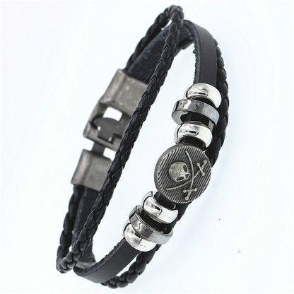 Multilayer Men Casual Fashion Braided Leather Bracelet Punk Rock Jewelry