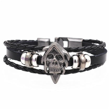 Multilayer Men Casual Fashion Braided Leather Bracelet Punk Rock Jewelry