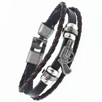 Multilayer Men Casual Fashion Braided Leather Bracelet Punk Rock Jewelry