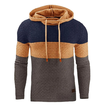 Men's Patchwork Knitted Hoodies Sweatshirt Pullover