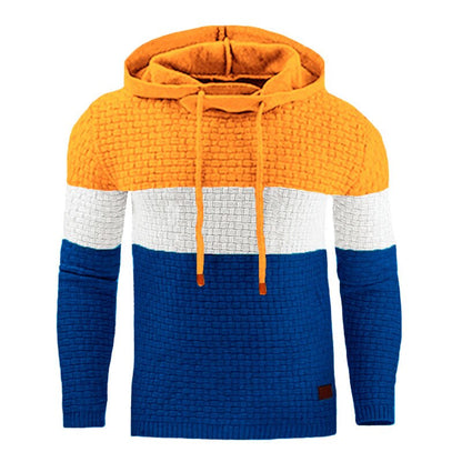 Men's Patchwork Knitted Hoodies Sweatshirt Pullover