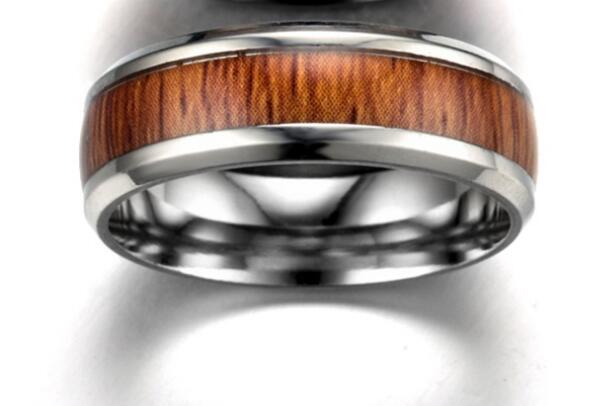 Men's Vintage Stainless Steel & Wood Rings