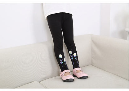 Elastic Waist Solid Cute Girl Leggings Children Cartoon Fashion 1-5T Pants Kids Tights Thick Leggings Flower Rabbit