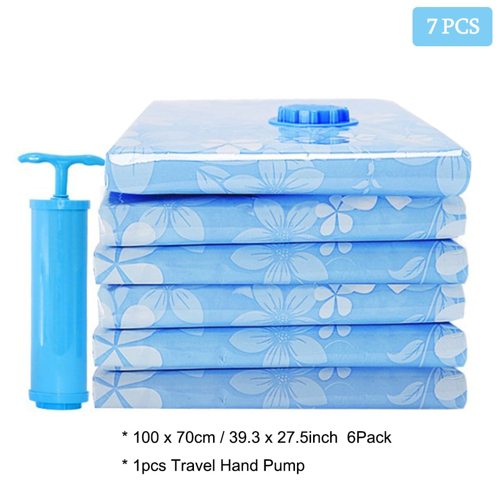 7- 11PCS Set Thick Vacuum Storage Bags For Clothes Compressed Bags with Hand Pump Reusable Blanket Clothes Quilt Organizer Travel