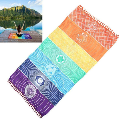 Meditation Yoga Rug Chakras Tassel Striped Floor Mat Tapestry 150cm70cm Colorful