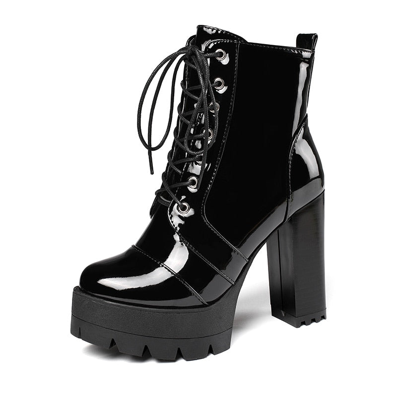 Crazy Sexy Gothic Women's Thick High Heeled Ankle Platform Boots