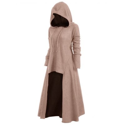 Mystery Goddess High Low Knitted Gothic Punk Hooded Dress