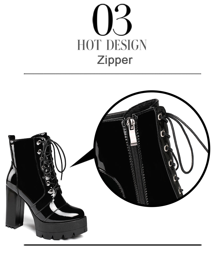Crazy Sexy Gothic Women's Thick High Heeled Ankle Platform Boots