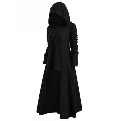 Mystery Goddess High Low Knitted Gothic Punk Hooded Dress