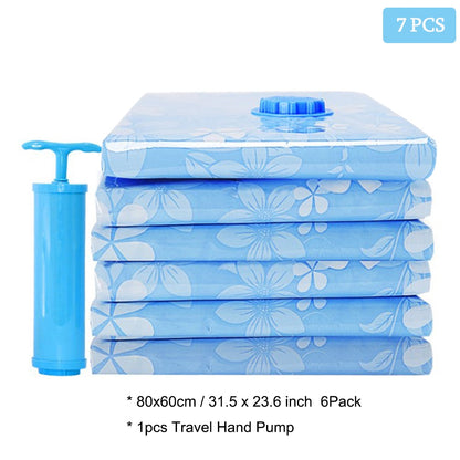 7- 11PCS Set Thick Vacuum Storage Bags For Clothes Compressed Bags with Hand Pump Reusable Blanket Clothes Quilt Organizer Travel