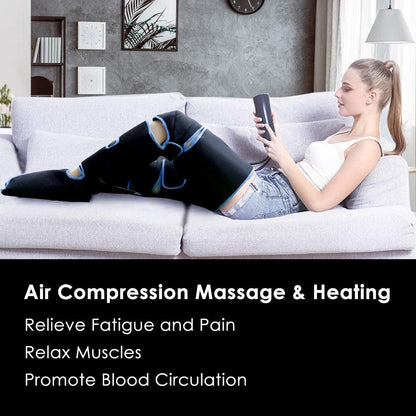 Best Gift 360°Air Compression Massager with Heat for Foot Leg Calf Thigh Knee, Varicose Veins, Muscle Fatigue, Cramps, Edema, Swelling