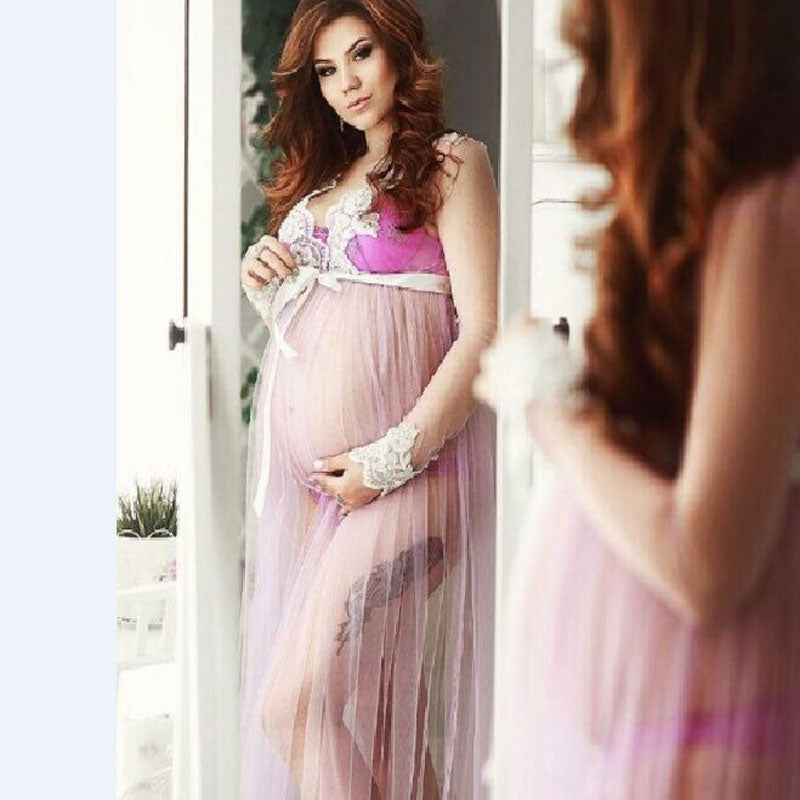 Gorgeous Femme Preggo Lacy Maternity Photoshoot Dress/Gown