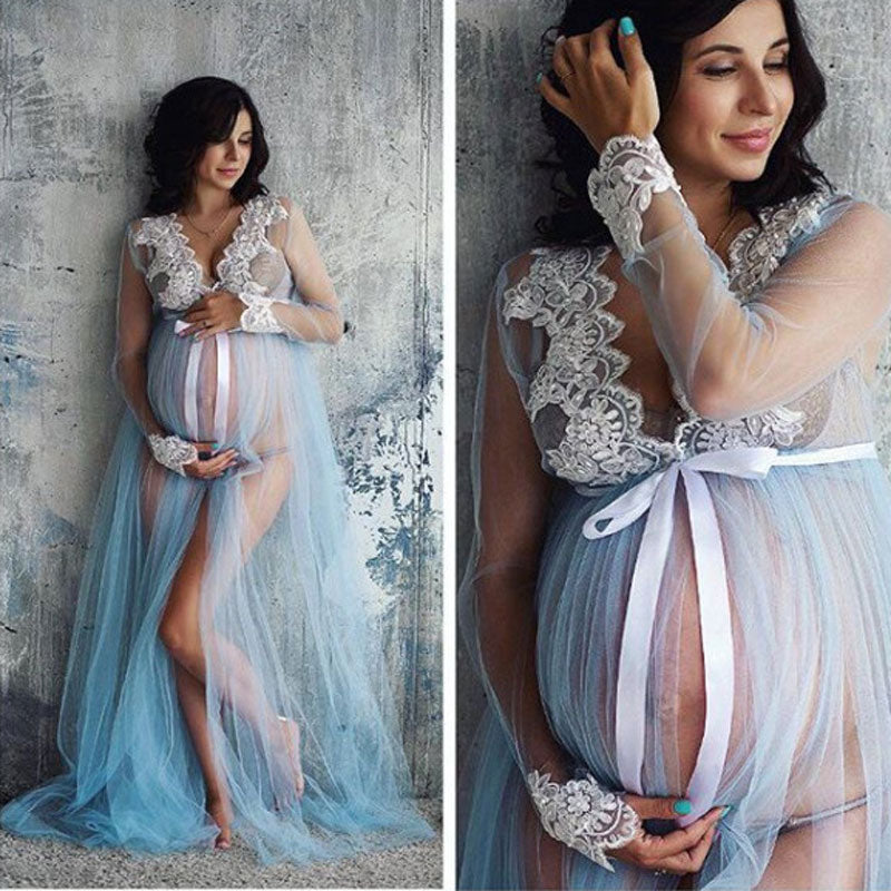 Gorgeous Femme Preggo Lacy Maternity Photoshoot Dress/Gown