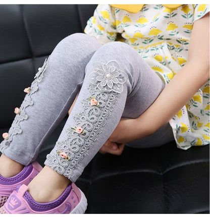 Elastic Waist Solid Cute Girl Leggings Children Cartoon Fashion 6T-8T Pants Kids Tights Thick Leggings Flower Rabbit