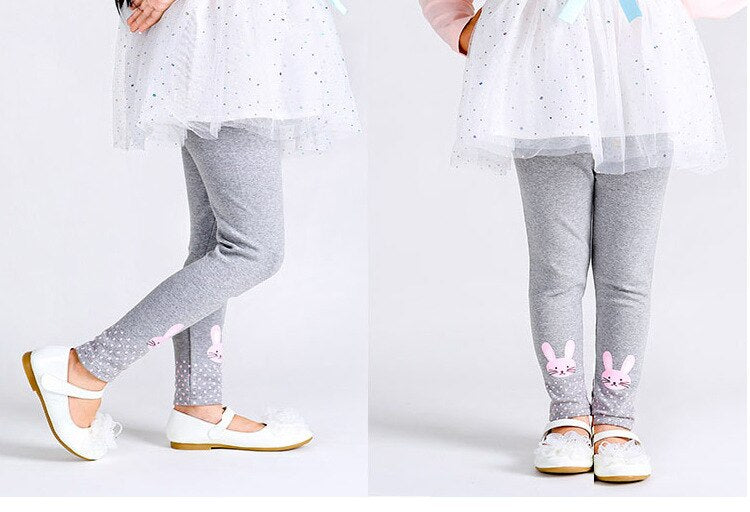 Elastic Waist Solid Cute Girl Leggings Children Cartoon Fashion 6T-8T Pants Kids Tights Thick Leggings Flower Rabbit