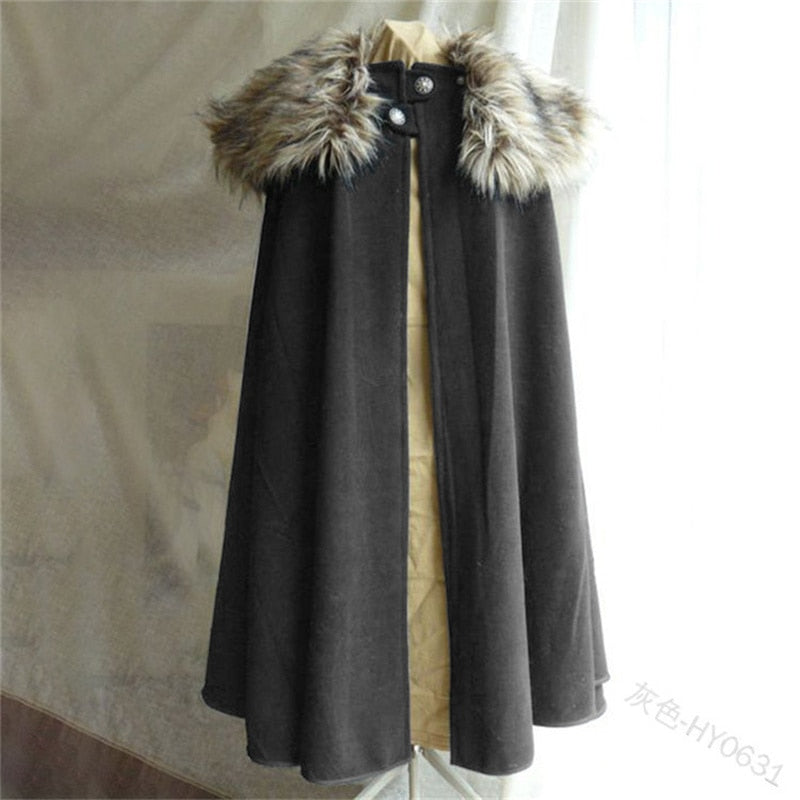 Unisex Medieval Faux Fur Viking Cloak