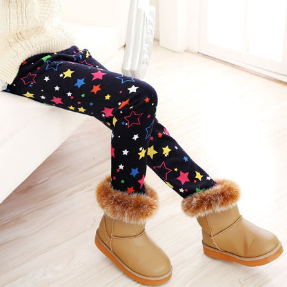 All Weather Children Girls Pants Leggings Warm Cartoon Trousers