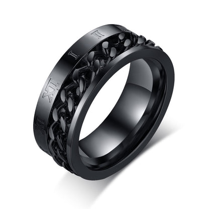 Men's Stainless Steel Ring Roman Number Meditation Wedding Promise Band
