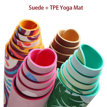 Stretch Pray Do Yoga Lotus Pattern Suede TPE Yoga Mat
