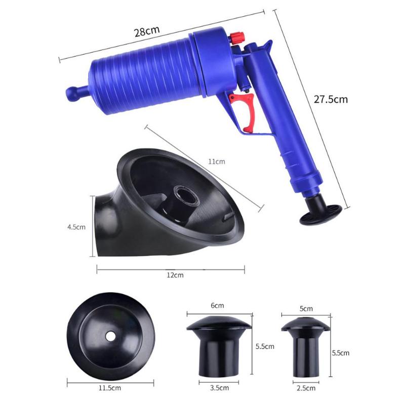 Clogged Pipe Air Pump Pressure Pipe Plunger Drain Cleaner Sewer Sinks Basin Remover Bathroom Kitchen Toilet