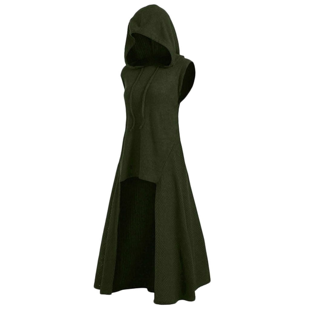 Mystery Goddess High Low Knitted Gothic Punk Hooded Dress