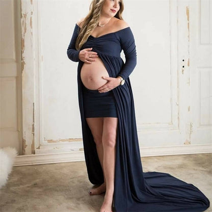 Mommy n Me Matching Cotton Maternity Maxi Gown Dress for Pregnancy Photoshoot Photography