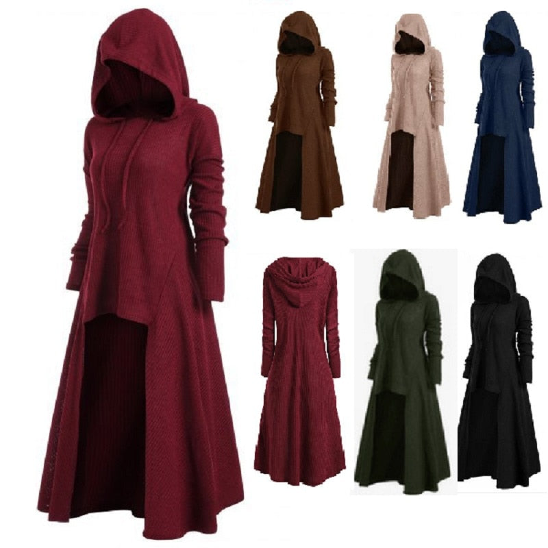 Mystery Goddess High Low Knitted Gothic Punk Hooded Dress