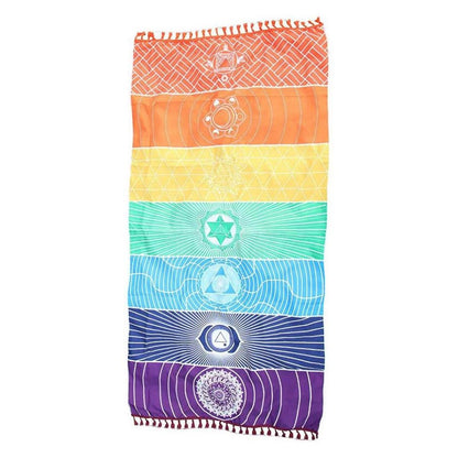 Meditation Yoga Rug Chakras Tassel Striped Floor Mat Tapestry 150cm70cm Colorful