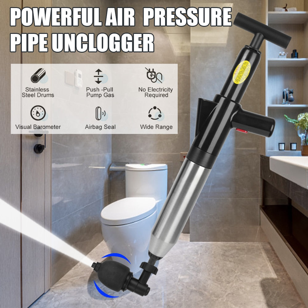 High Pressure Drain Plunger Dredge Clog Remover Air Drain Blaster Bathroom  Bathtub Floor Drain Clogged Pipe Unclogger Drain Tool