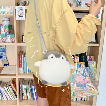 Japanese Girl Kawaii Penguin Messenger Bag Women Cute Plush Shoulder Bag Cartoon Ins Doll Toy Plushie Bag