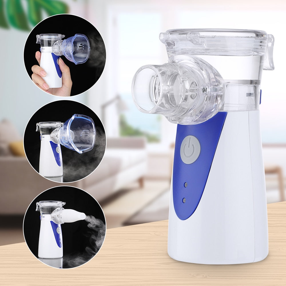 Nose Throat Asthma Discomfort Relief Portable Nebulizer Inhaler Steamer USB Rechargeable Adult Kid