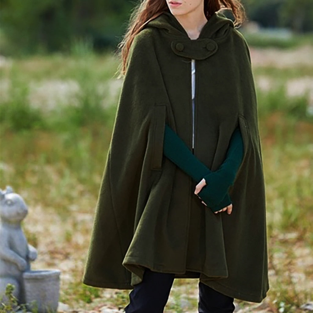 Hooded Gorgeous Goddess Cape Cloak Trench Coat Jacket