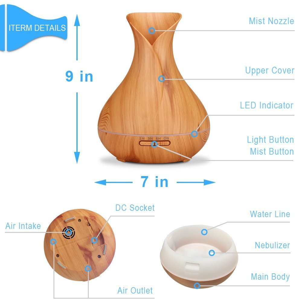 Cool Air Humidifier Essential Oil Diffuser Aroma Ultrasonic Mist Maker Home Fragrance Aromatherapy for Home/Office