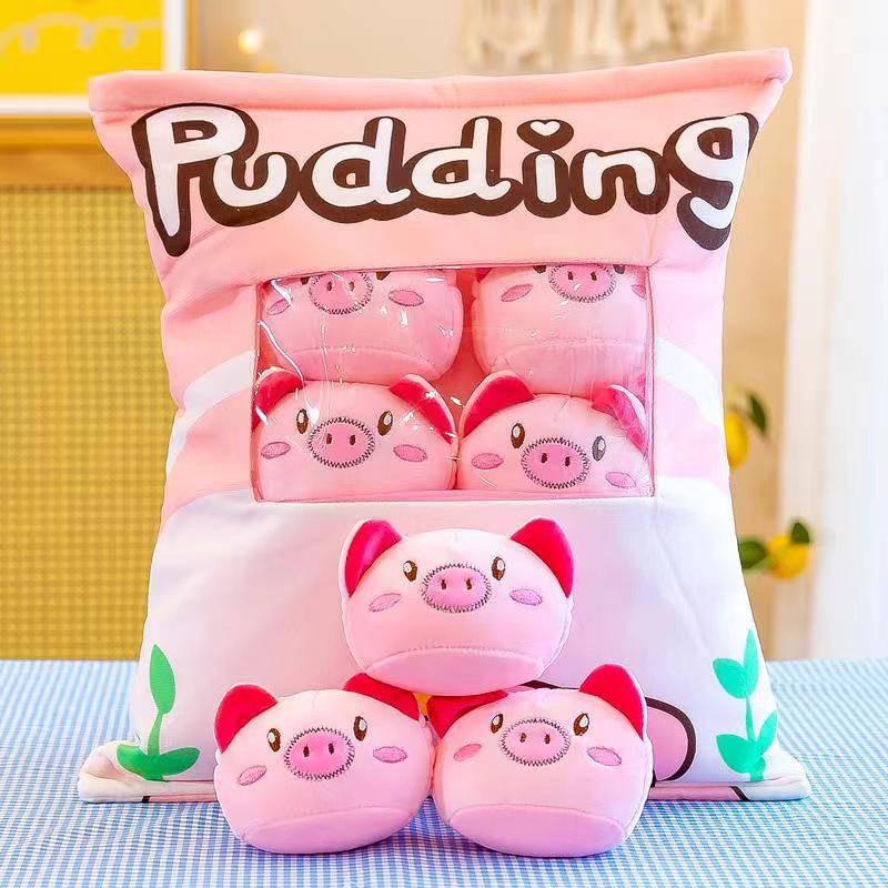 Cutest Kawaii Animal Balls Pudding Candy Bag Pillow Plush Stuffed Mini Doll of Sakura Rabbit Dinosaur Pig Chick Penguin Nap Plushie