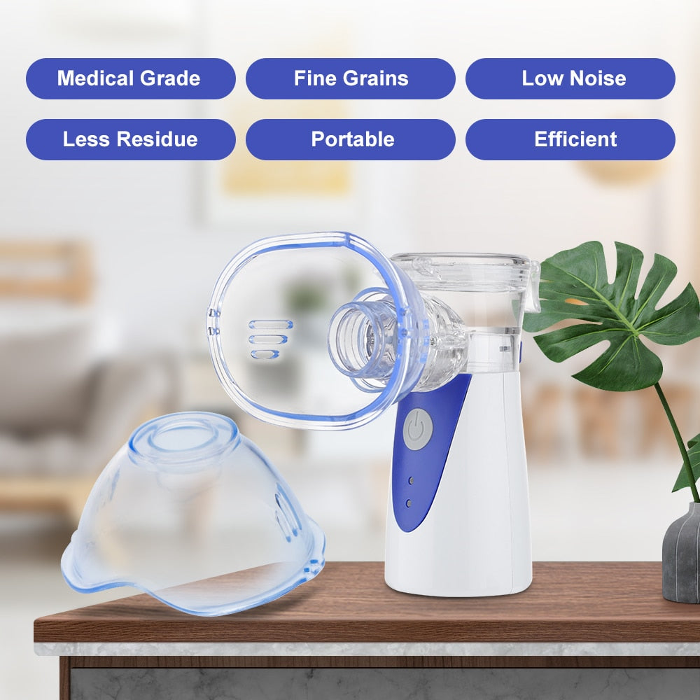 Nose Throat Asthma Discomfort Relief Portable Nebulizer Inhaler Steamer USB Rechargeable Adult Kid