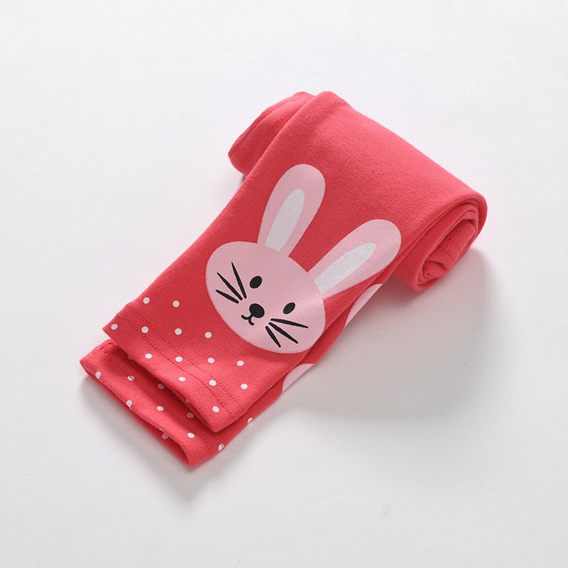 Elastic Waist Solid Cute Girl Leggings Children Cartoon Fashion 6T-8T Pants Kids Tights Thick Leggings Flower Rabbit