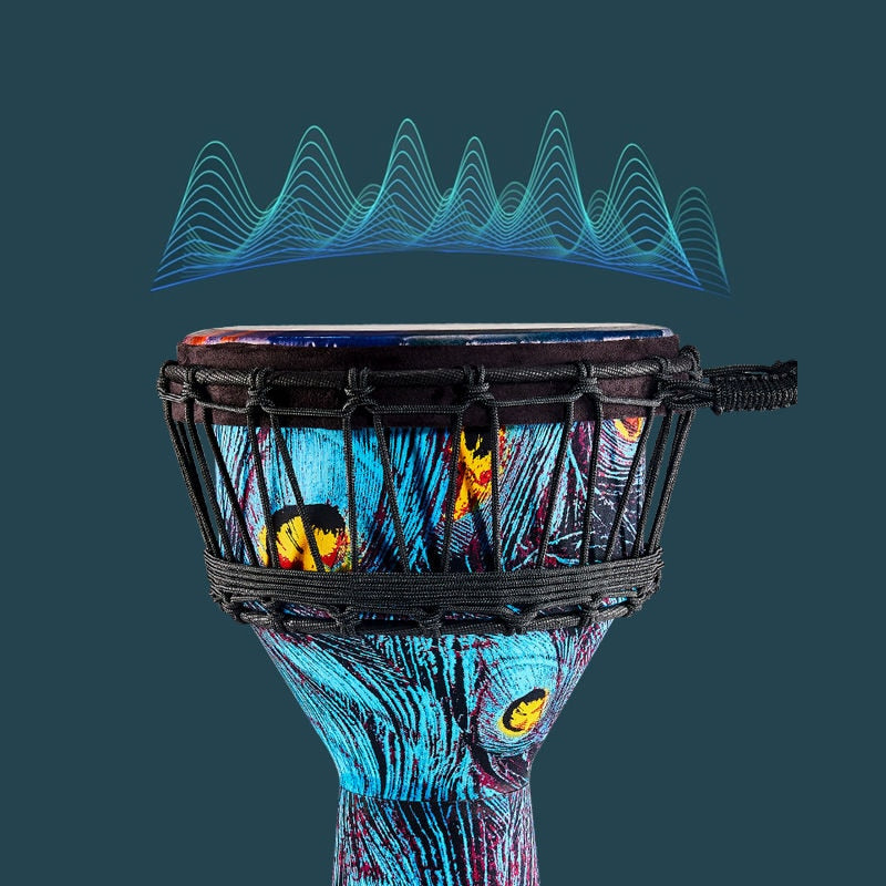 This Stunning Art Djembe Drum African Drum with Drum Bag is the art and music lover's dream come true. Incredible hand painted designs on frosted drum combine to create powerful sound. You will love this drum and it will enrich your life.. Available in 3 sizes and 6 different designs. Comes with a drum protector bag.