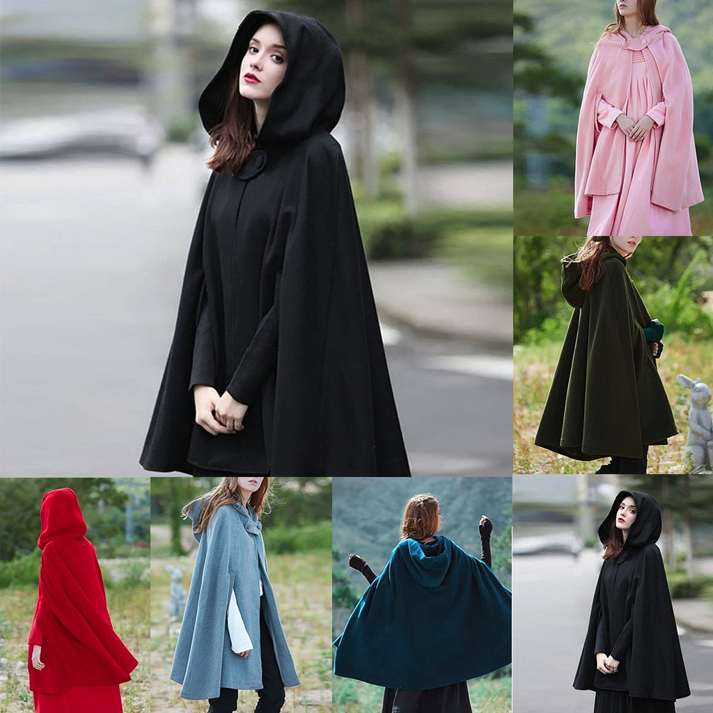 Hooded Gorgeous Goddess Cape Cloak Trench Coat Jacket