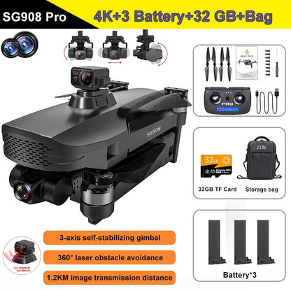 Brushless SG908 MAX/PRO GPS Drone with 3-Axis Gimbal & 4K Camera 5G Wifi