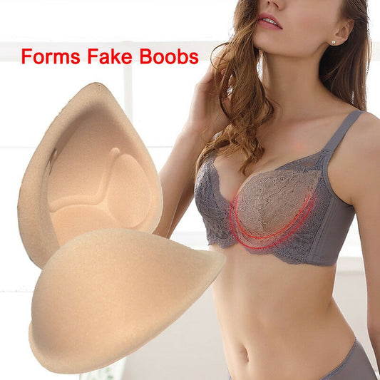 1 Pair Realistic Strap Sponge Breast Forms Fake Boobs Bra Padding Inserts