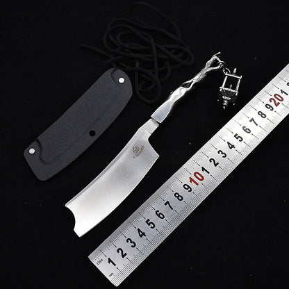 D2 Fixed Razor Stainless Steel Handle Skull Head & Crow Hunting Knife Survival Camping Shaving Tool