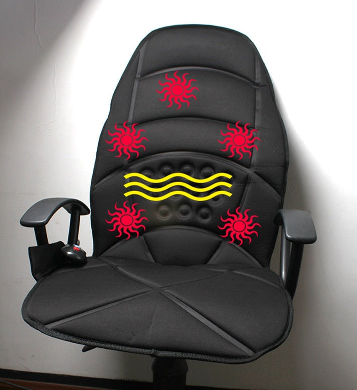 Electric Neck Back Butt Massage Chair Cushion with Heat 9 motor Vibrator Home Car Office Lumbar Waist Pain Relief Seat Pad Relax Mat
