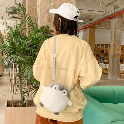 Japanese Girl Kawaii Penguin Messenger Bag Women Cute Plush Shoulder Bag Cartoon Ins Doll Toy Plushie Bag