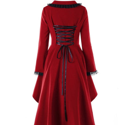 Women Gothic Bandage Steampunk Victorian Tailcoat Jacket  Swallow-tailed Trench