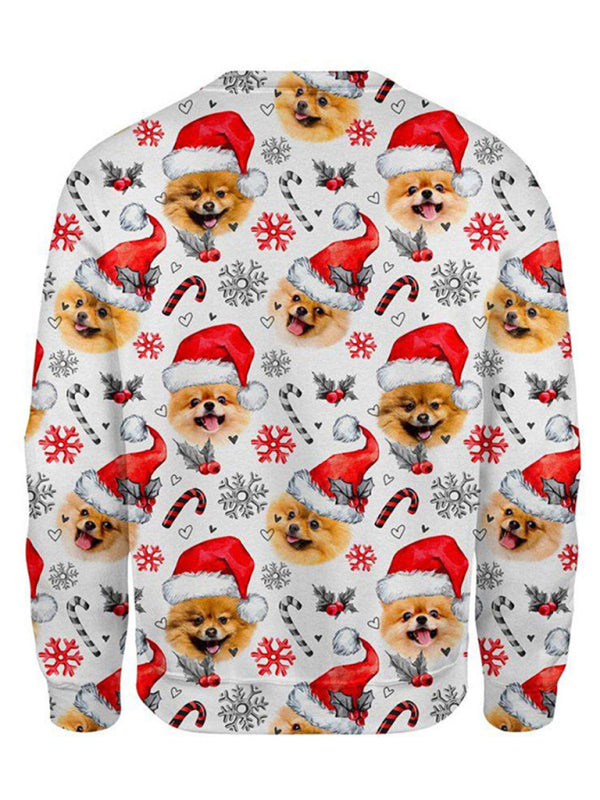 Doggie Christmas Print Long Sleeve T-Shirt