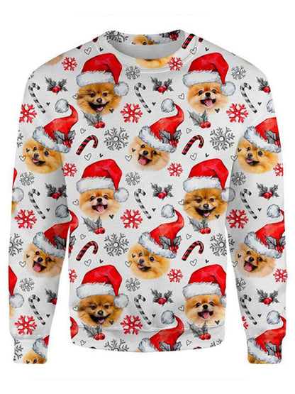 Doggie Christmas Print Long Sleeve T-Shirt