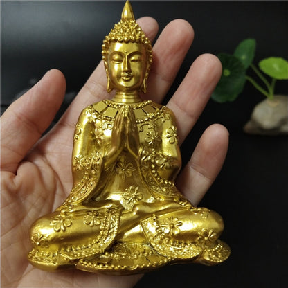 Wealth Meditation Buddha Statue Gold resin